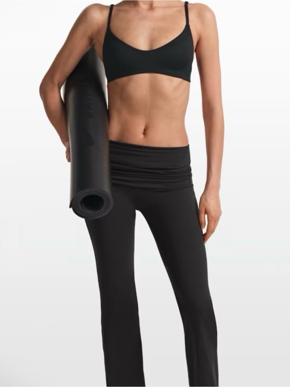 SKIMSxNike - NWT- Matte Foldover Slim Flare Leggings- Size Small- Obsidian - Picture 3 of 16